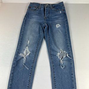 Levi's Jeans Women's 24 Wedgie Skinny Distressed Crop Blue Stretch Denim Pants